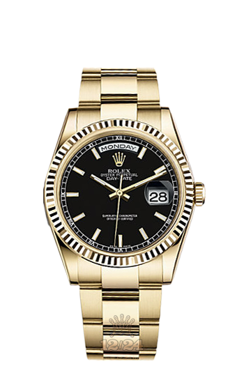 Rolex Day-Date Watch 118238-0194 36 mm Yellow gold Case Black Dial