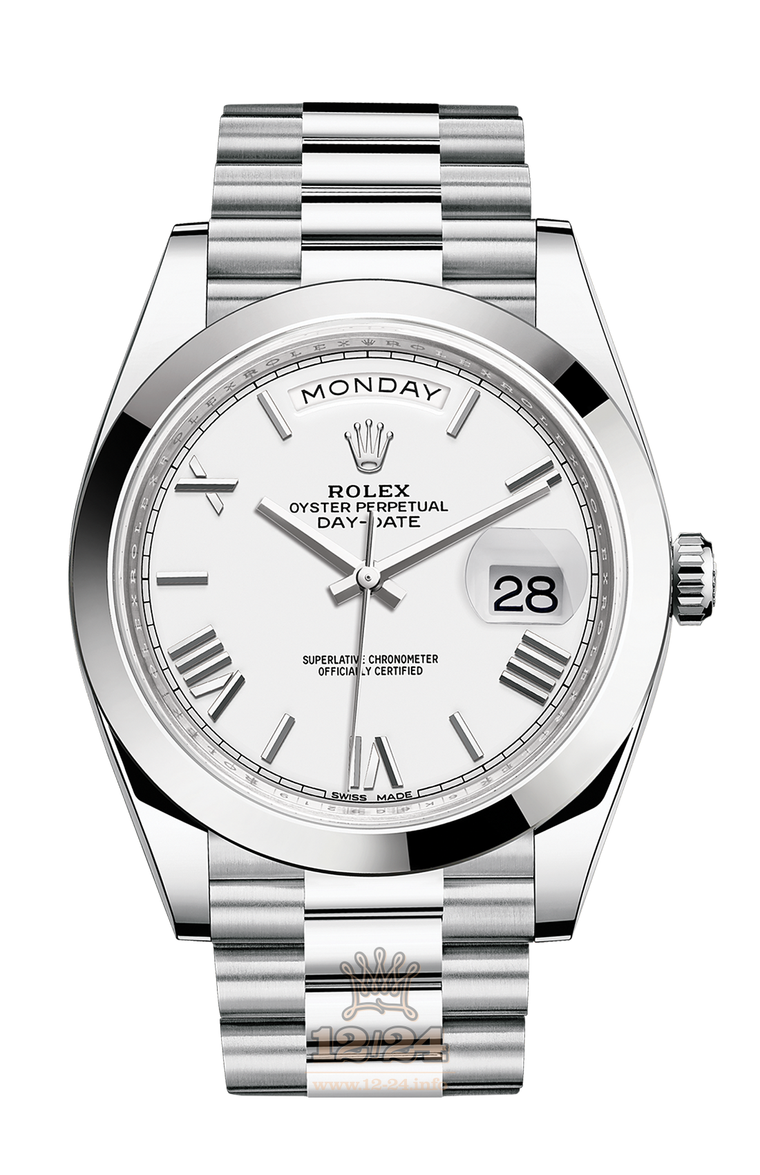 Rolex Day-Date Watch 228206-0028 40 mm Platinum Case White Dial
