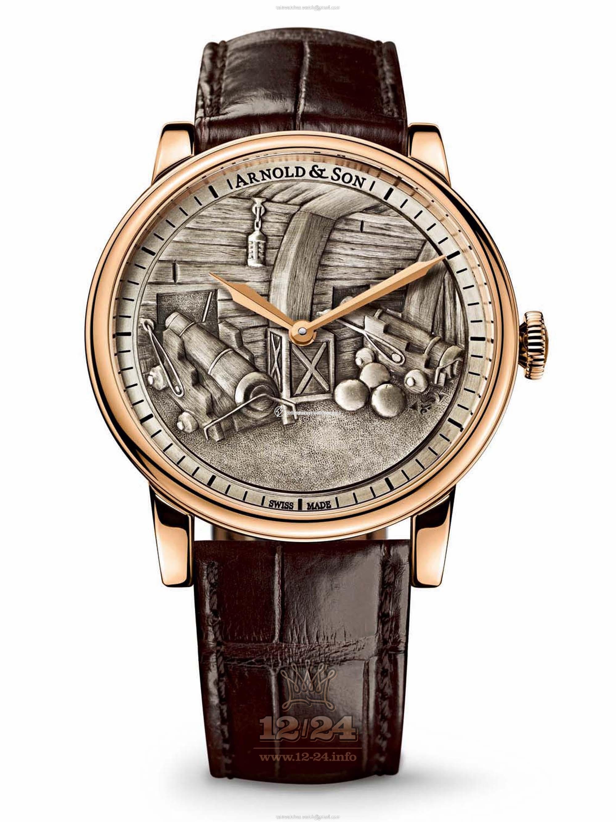 Arnold Son Royal Collection Watch 1LCAP.S07A.C111A Pink gold Case Silver Painted Dial