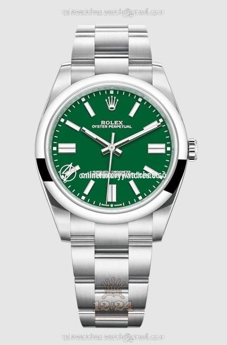 Rolex Oyster Perpetual Watch 124300-0005 41 mm Stainless steel Case Green Dial