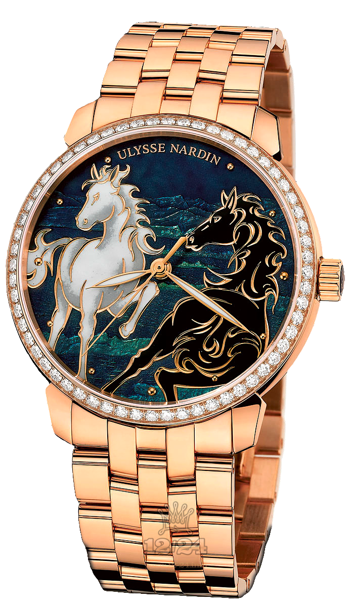 Ulysse Nardin Classic Watch 8156-111B-8/CHEVAL 40 mm Pink gold Case Painted Dial