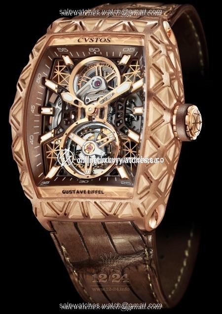 Cvstos Limited Edition Watch Gustave Eiffel Tourbillon 54 mm Stainless steel PVD coating Case Golden Dial