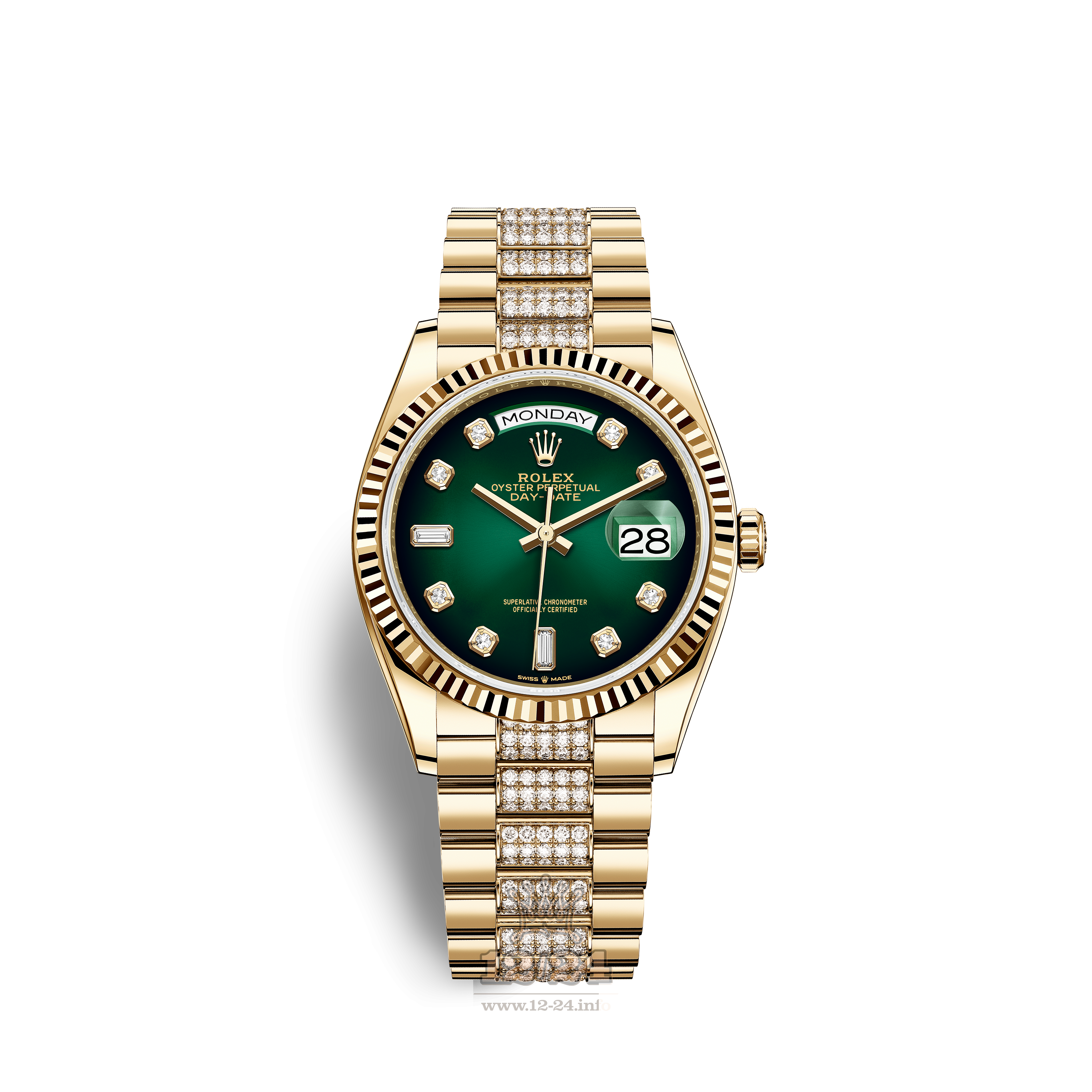 Rolex Day-Date Watch 128238-0070 36 mm Yellow gold Case Green Dial
