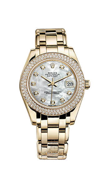 Rolex Pearlmaster Watch 81338-0035 34 mm Yellow gold Case White Dial