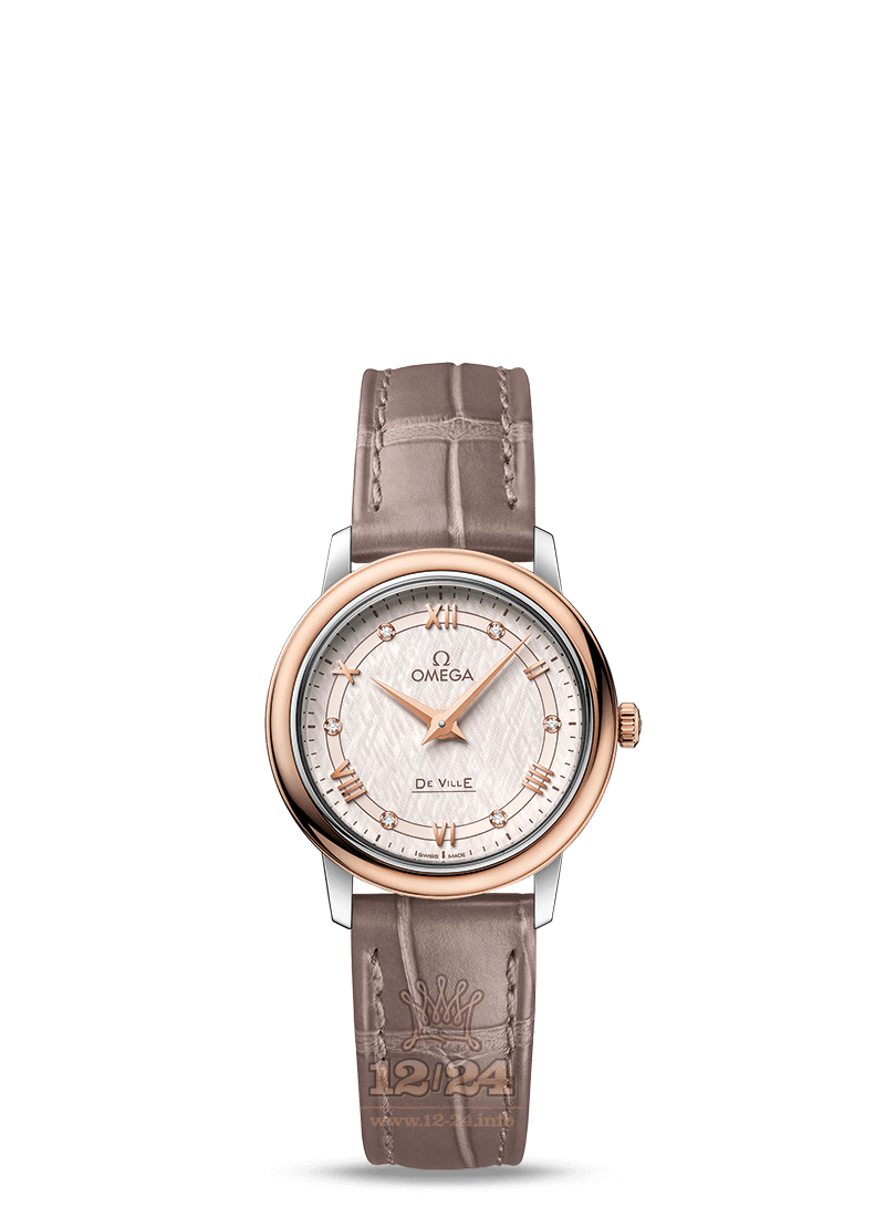 Omega Prestige Watch 424.23.27.60.52.001 27 mm Steel / Pink gold Case Silver Dial