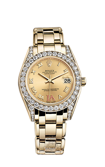 Rolex Pearlmaster Watch 81158-0108 34 mm Yellow gold Case Golden Dial