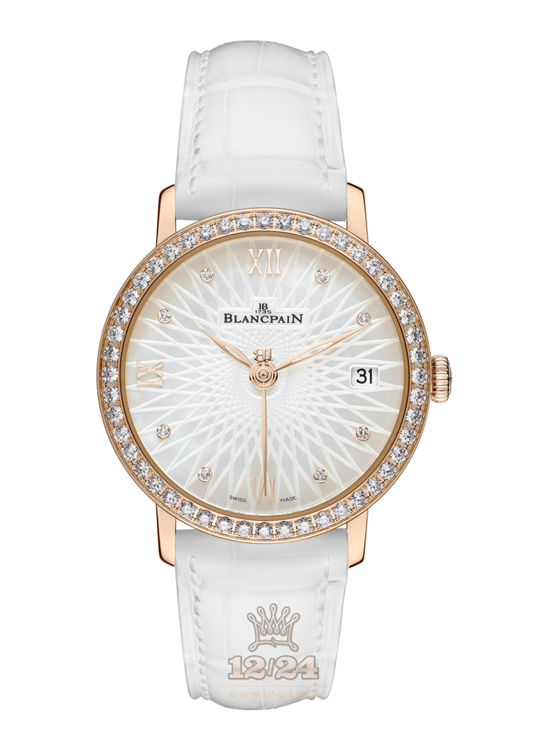 Blancpain Women Watch 6604-2944-55A 34 mm Red gold Case White Dial