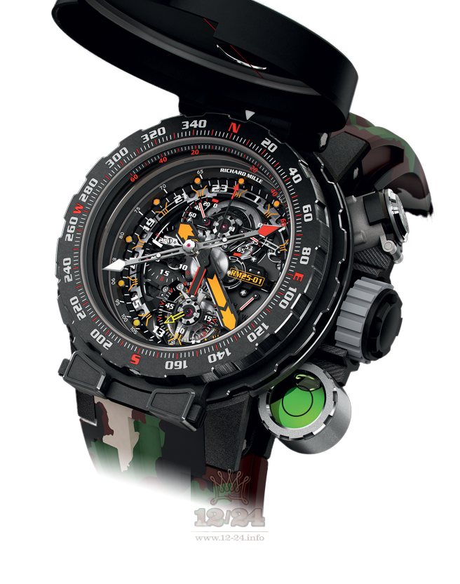 Richard Mille Men's Collection Watch RM 25-01 51 mm Titanium Carbon Case Black Dial
