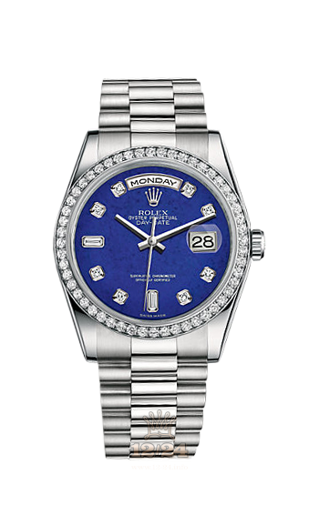 Rolex Day-Date Watch 118346-0086 36 mm Platinum Case Dark blue Dial