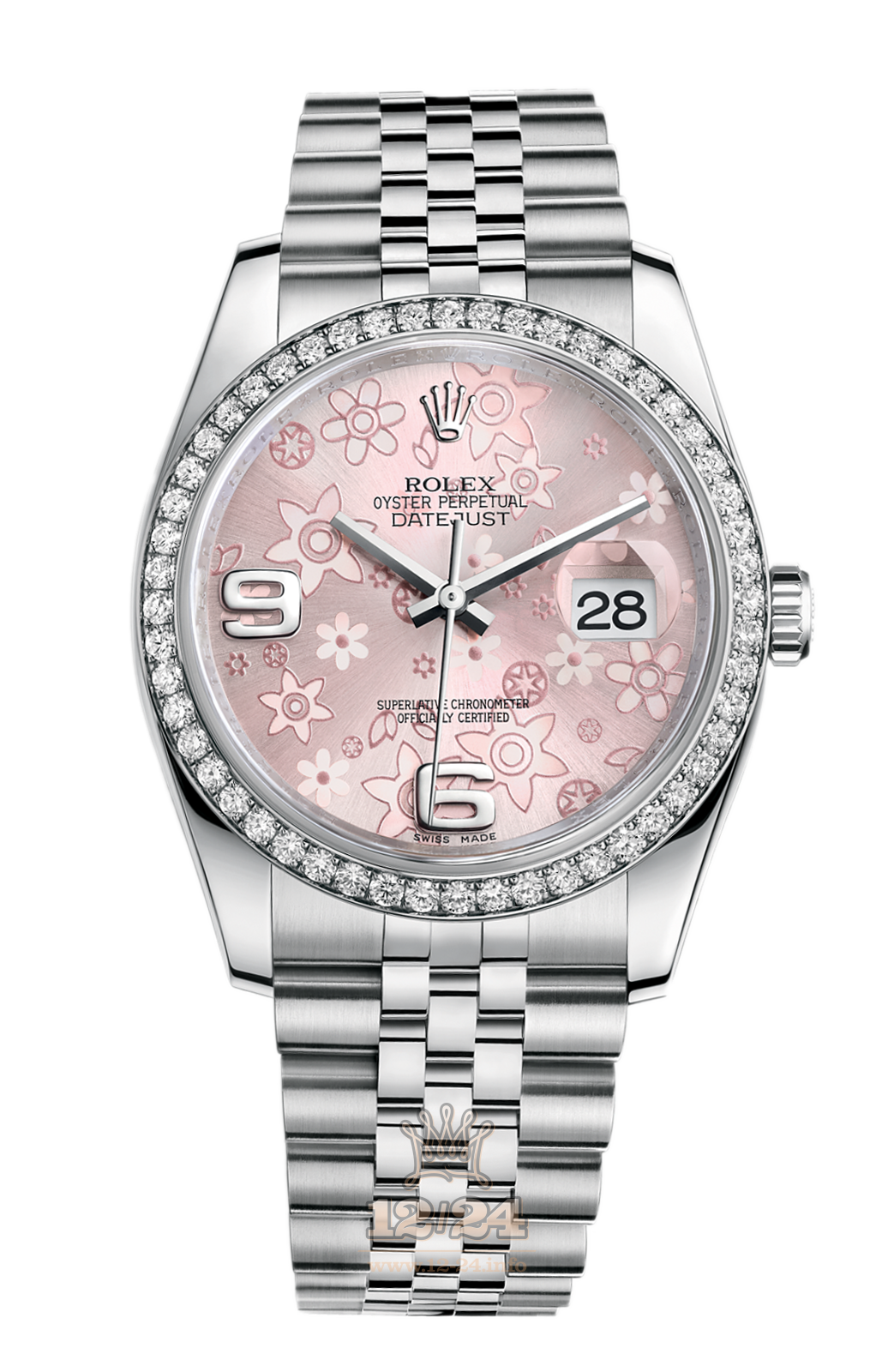Rolex Datejust Watch 116244-0004 36 mm Steel / White gold Case Pink Dial