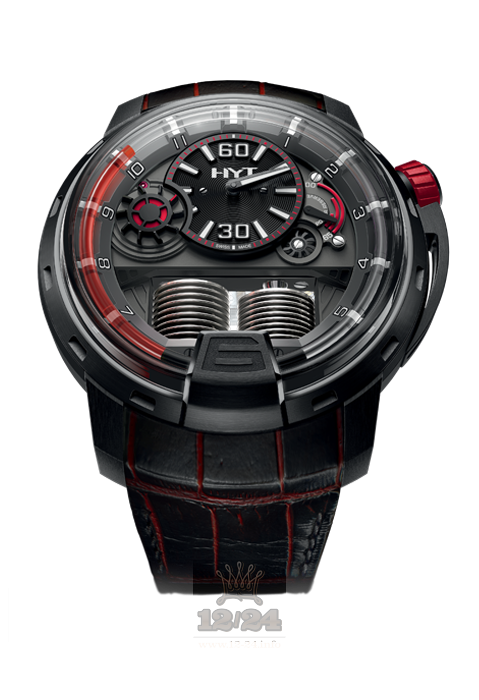 HYT H1 Watch 148-dl-21-rf-ru 49 mm Titanium DLC coating Case Black Dial