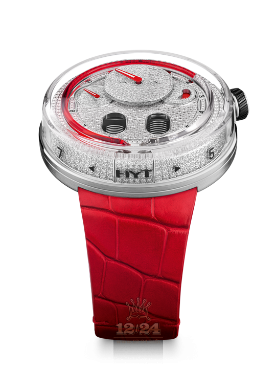 HYT H0 Watch 048-AC-86-RF-CR 49 mm Stainless steel DLC coating Case Silver Red Dial