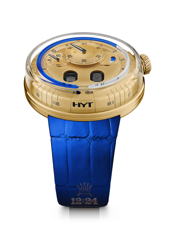 HYT H0 Watch 048-GD-94-BF-CR 49 mm Yellow gold Case Golden Dial