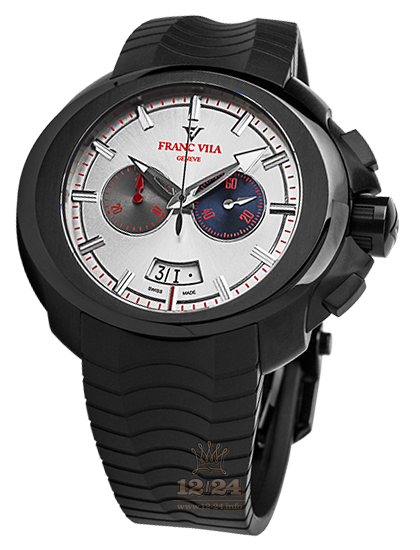 Franc Vila Chrono Bicompax Intrepido Watch 17.DLC.106 49 mm Titanium DLC coating Case Black Silver Dial