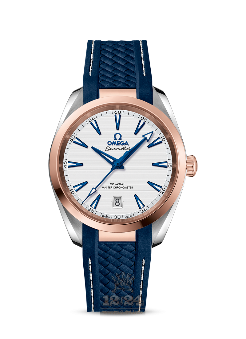 Omega Aqua Terra 150 M Watch 220.22.38.20.02.001 38 mm Steel / Pink gold Case Silver Dial