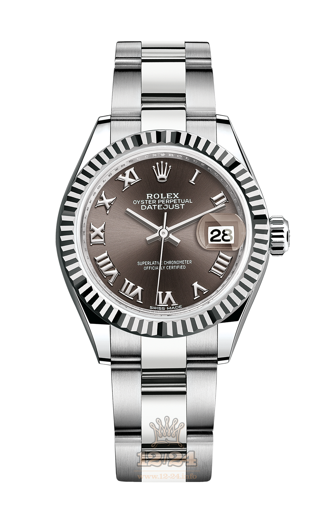 Rolex Datejust Watch 279174-0014 28 mm Steel / White gold Case Brown (chocolate) Dial