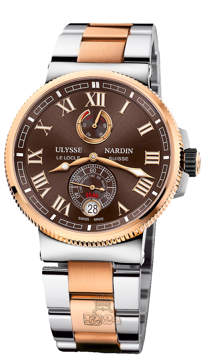 Ulysse Nardin Marine Watch 1185-126-8M/45 43 mm Steel / Yellow gold Case Brown (chocolate) Dial