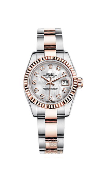 Rolex Lady-Datejust Watch 179171-0065 26 mm Steel / Pink gold Case White Dial