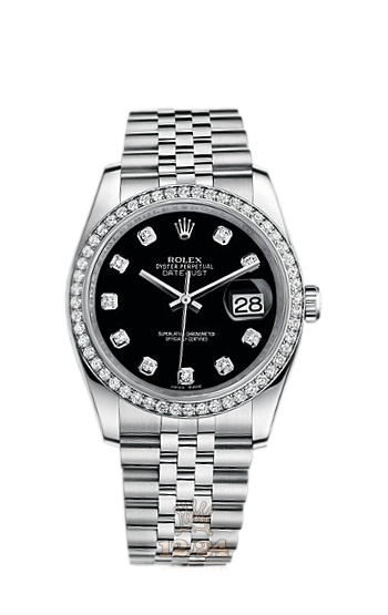 Rolex Datejust Watch 116244-0014 36 mm Steel / White gold Case Black Dial