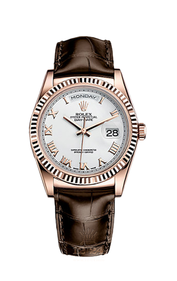 Rolex Day-Date Watch 118135-0064 36 mm Pink gold Case White Dial