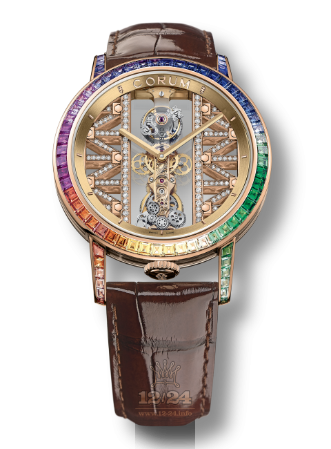 Corum Golden Bridge Watch B213/03336 43 mm Pink gold Case Golden Dial