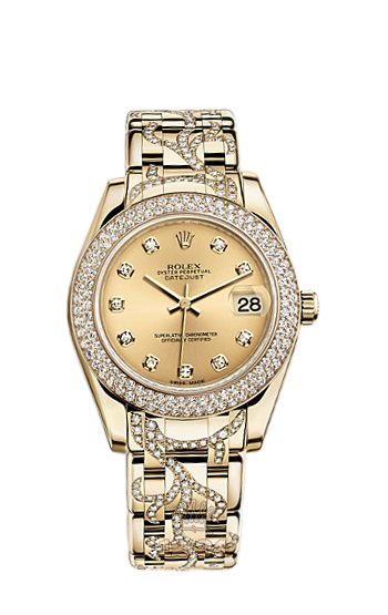 Rolex Pearlmaster Watch 81338-0034 34 mm Yellow gold Case Golden Dial