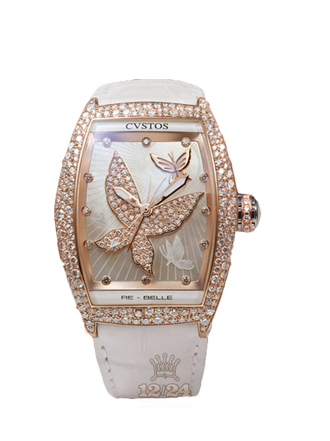 Cvstos Re-Belle Watch Re-Belle Papillon gold diamond snow 47 mm Pink gold Case Silver Dial