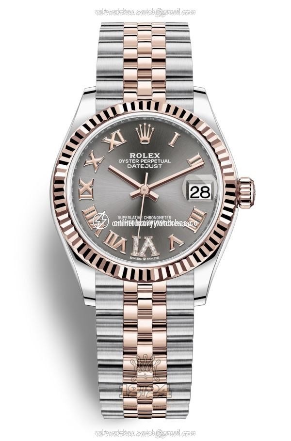 Rolex Datejust Watch 278271-0030 31 mm Stainless steel Pink gold Case Gray Silver Dial