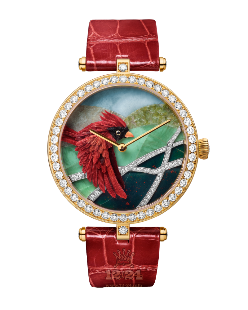 Van Cleef Extraordinary Dials Watch VCARO4KA00 Yellow gold Case Red Blue Green Painted Dial