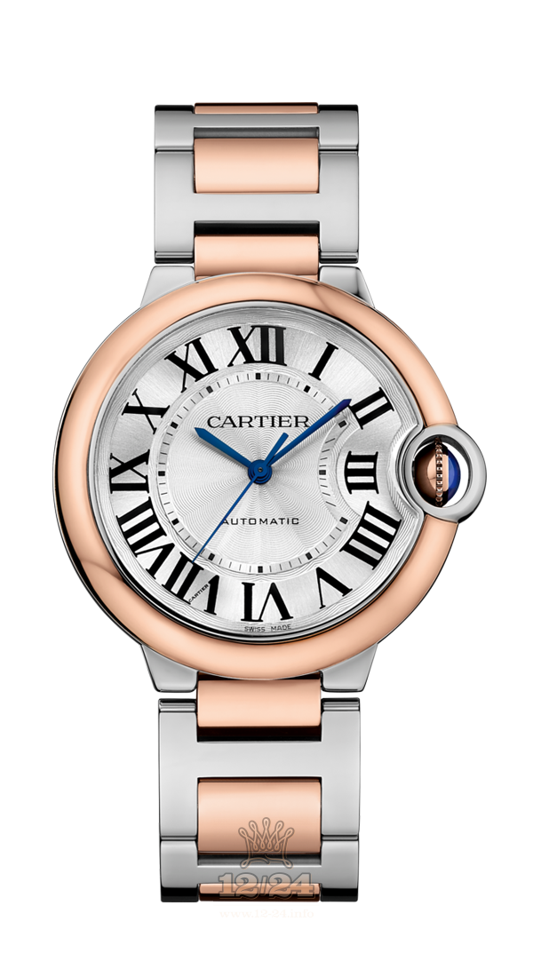 Cartier Ballon Bleu de Cartier Watch W2BB0003 36 mm Steel / Pink gold Case Silver Dial