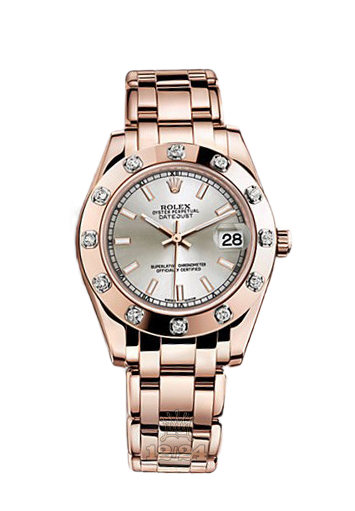 Rolex Pearlmaster Watch 81315-0023 34 mm Pink gold Case Silver Dial