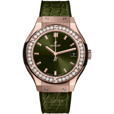 Hublot Classic Fusion Watch 581.OX.8980.LR.1104 33 mm Pink gold Case Green Dial