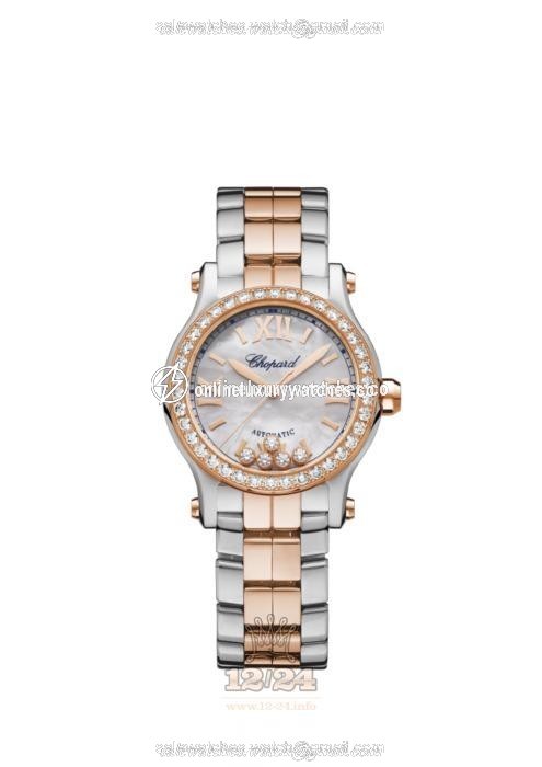 Chopard Happy Sport Watch 278573-6021 30 mm Stainless steel Pink gold Case Gray Dial