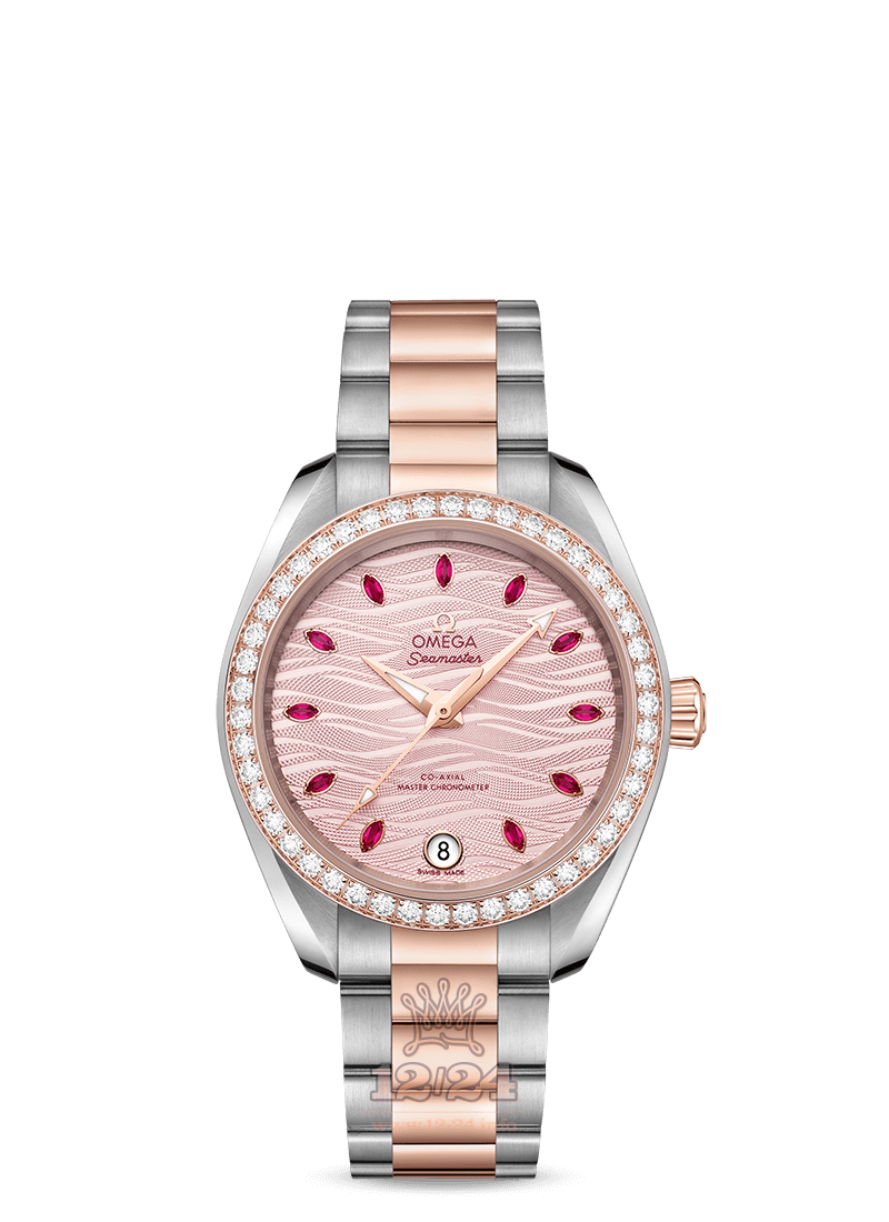 Omega Seamaster Watch 220.25.34.20.60.001 34 mm Steel / Pink gold Case Pink Dial