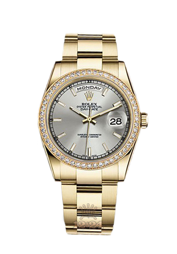 Rolex Day-Date Watch 118348-0046 36 mm Yellow gold Case Silver Dial