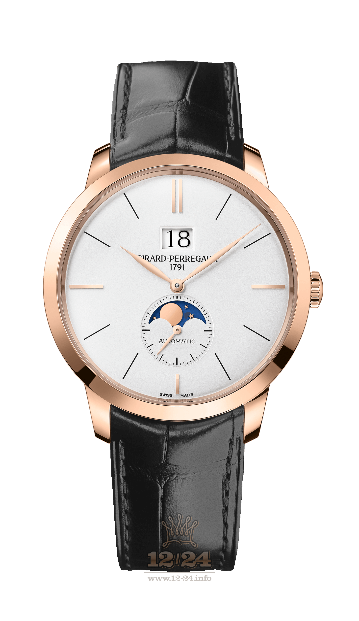 Girard Perregaux 1966 Watch 49556-52-131-BB6C Pink gold Case Silver Dial