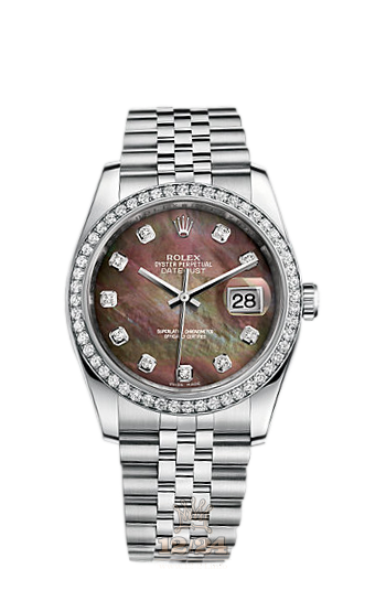 Rolex Datejust Watch 116244-0012 36 mm Steel / White gold Case Black Dial