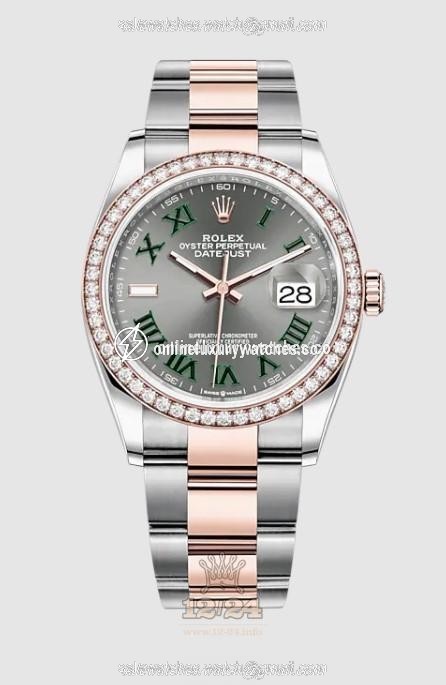 Rolex Datejust Watch 126281rbr-0018 36 mm Stainless steel Pink gold Case Gray Dial