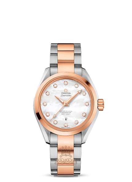 Omega Aqua Terra 150 M Watch 231.20.34.20.55.001 34 mm Steel / Pink gold Case White Dial