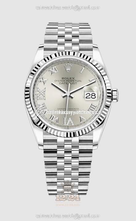 Rolex Datejust Watch 126234-0029 36 mm Stainless steel White gold Case Silver Dial