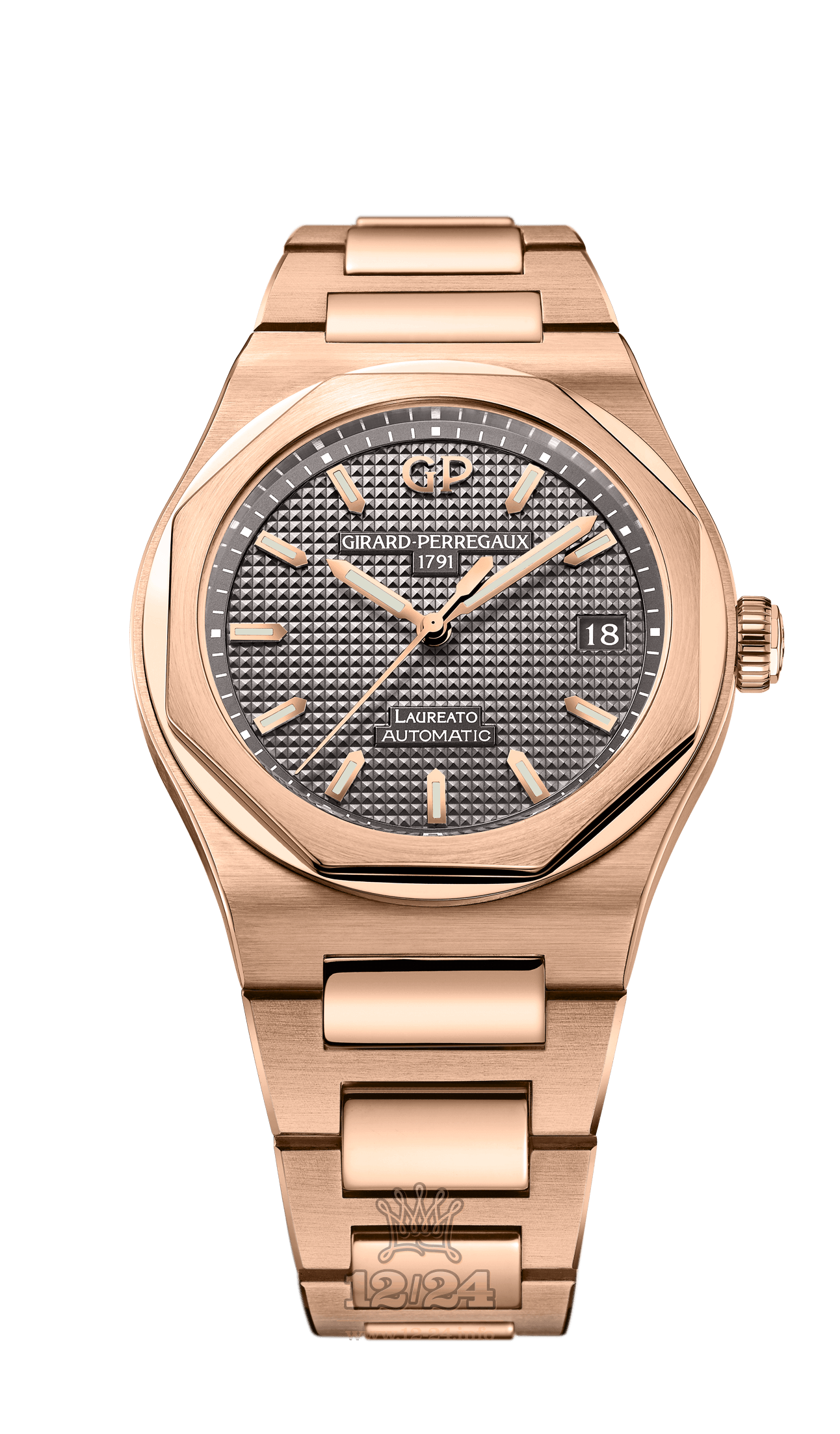 Girard Perregaux Laureato Watch 81005-52-232-52A Pink gold Case Gray Dial