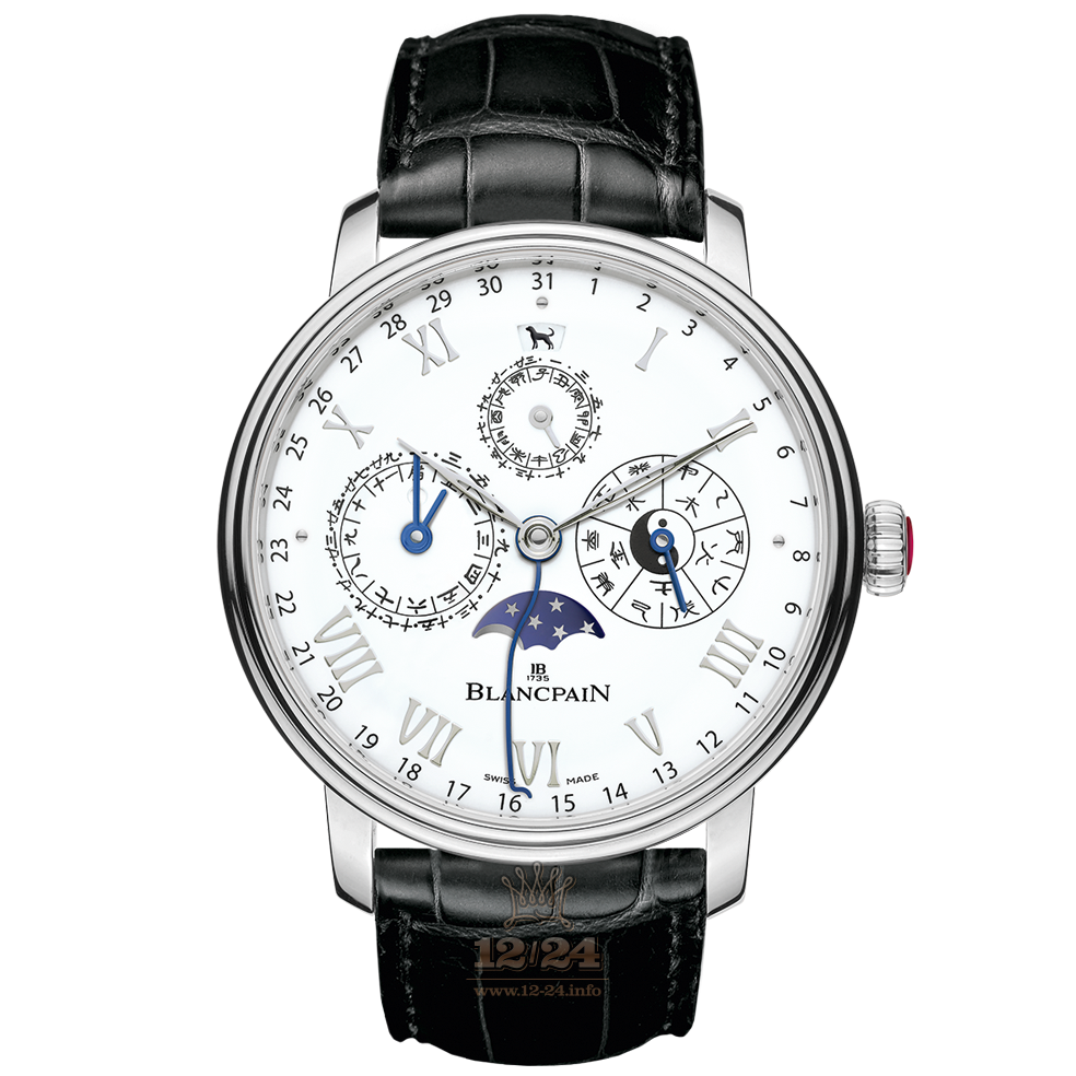 Blancpain Villeret Watch 0888F-3431-55B 45 mm Platinum Case White Dial