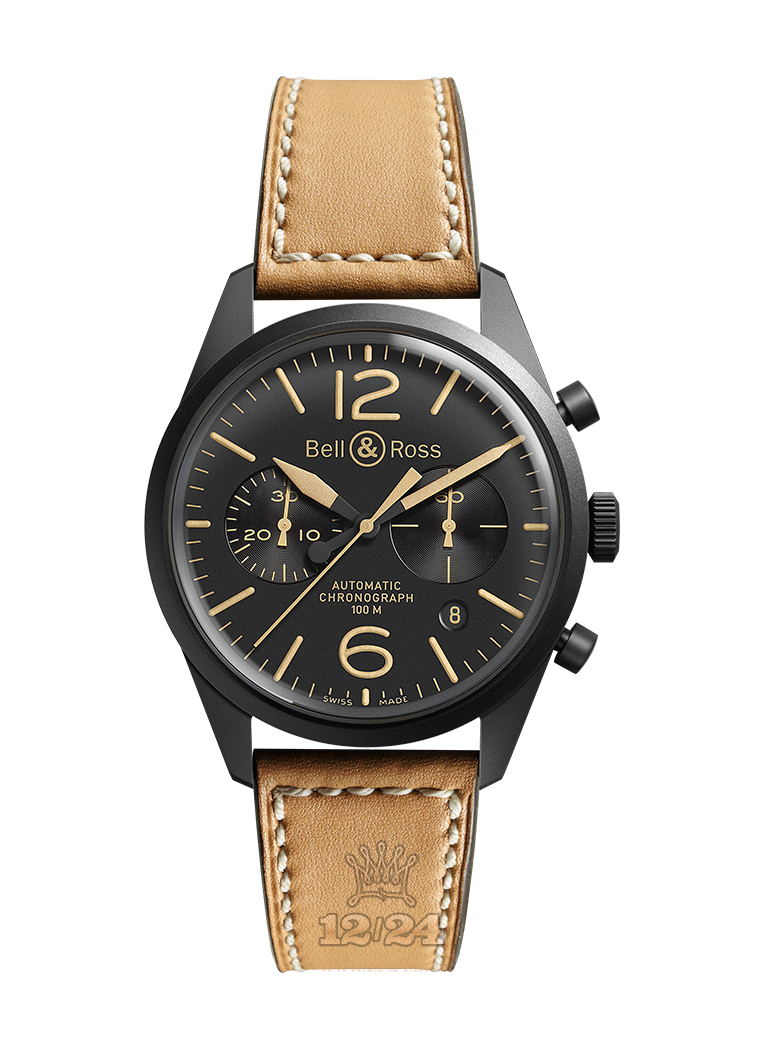 Bell & Ross Vintage Watch BRV126-HERITAGE 45 mm Stainless steel PVD coating Case Black Dial
