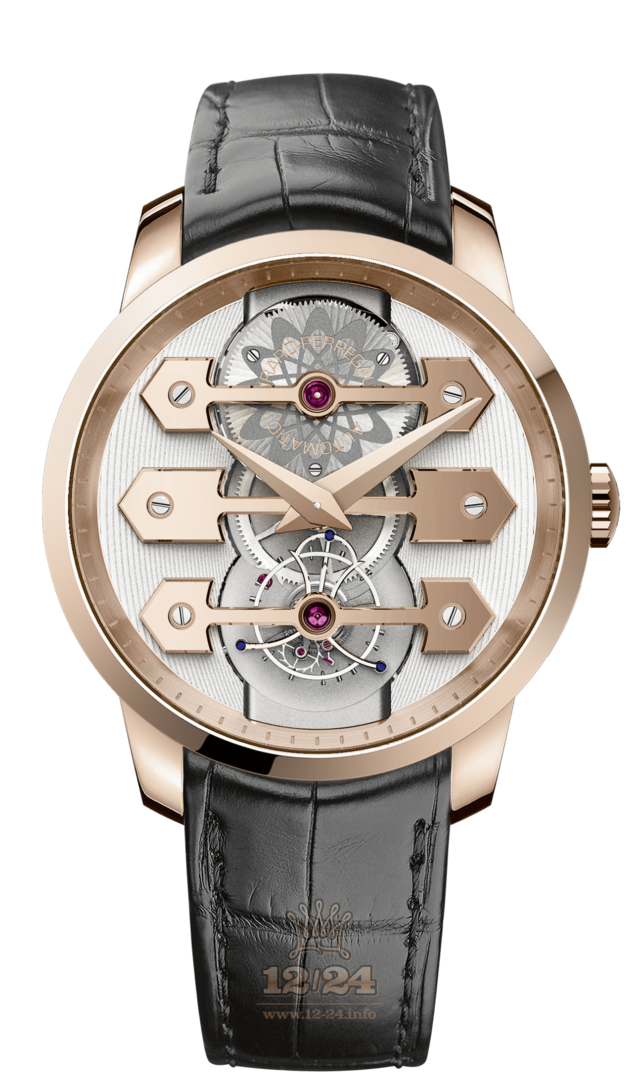 Girard Perregaux Bridges Watch 99280-52-000-BA6E Pink gold Case Silver Dial
