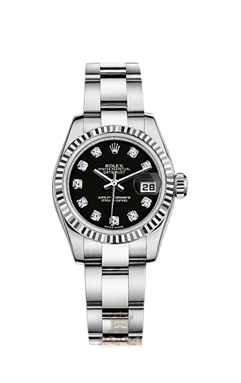 Rolex Lady-Datejust Watch 179174-0048 26 mm Steel / White gold Case Black Dial