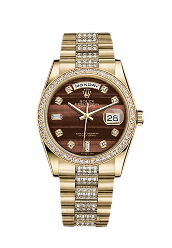 Rolex Day-Date Watch 118348-0155 36 mm Yellow gold Case Red Brown (chocolate) Dial