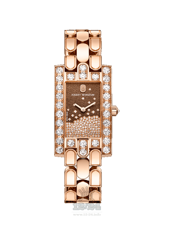 Harry Winston The Avenue Collection Watch AVEQHM21RR120 21 mm Pink gold Case Brown (chocolate) Dial