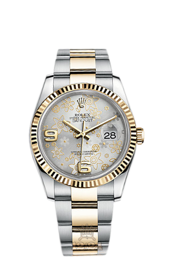 Rolex Datejust Watch 116233-0182 36 mm Steel / Yellow gold Case Silver Dial