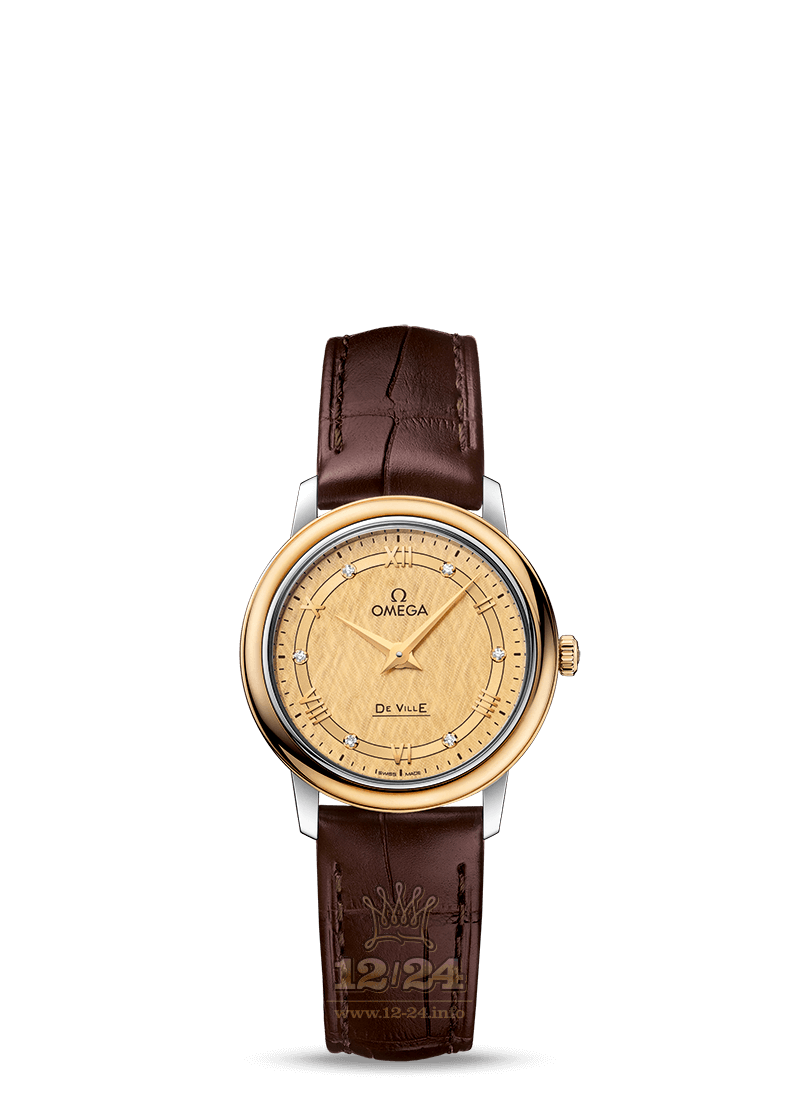 Omega Prestige Watch 424.23.27.60.58.001 27 mm Steel / Yellow gold Case Golden Dial