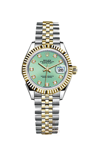 Rolex Datejust Watch 279173-0015 28 mm Steel / Yellow gold Case White Green Dial